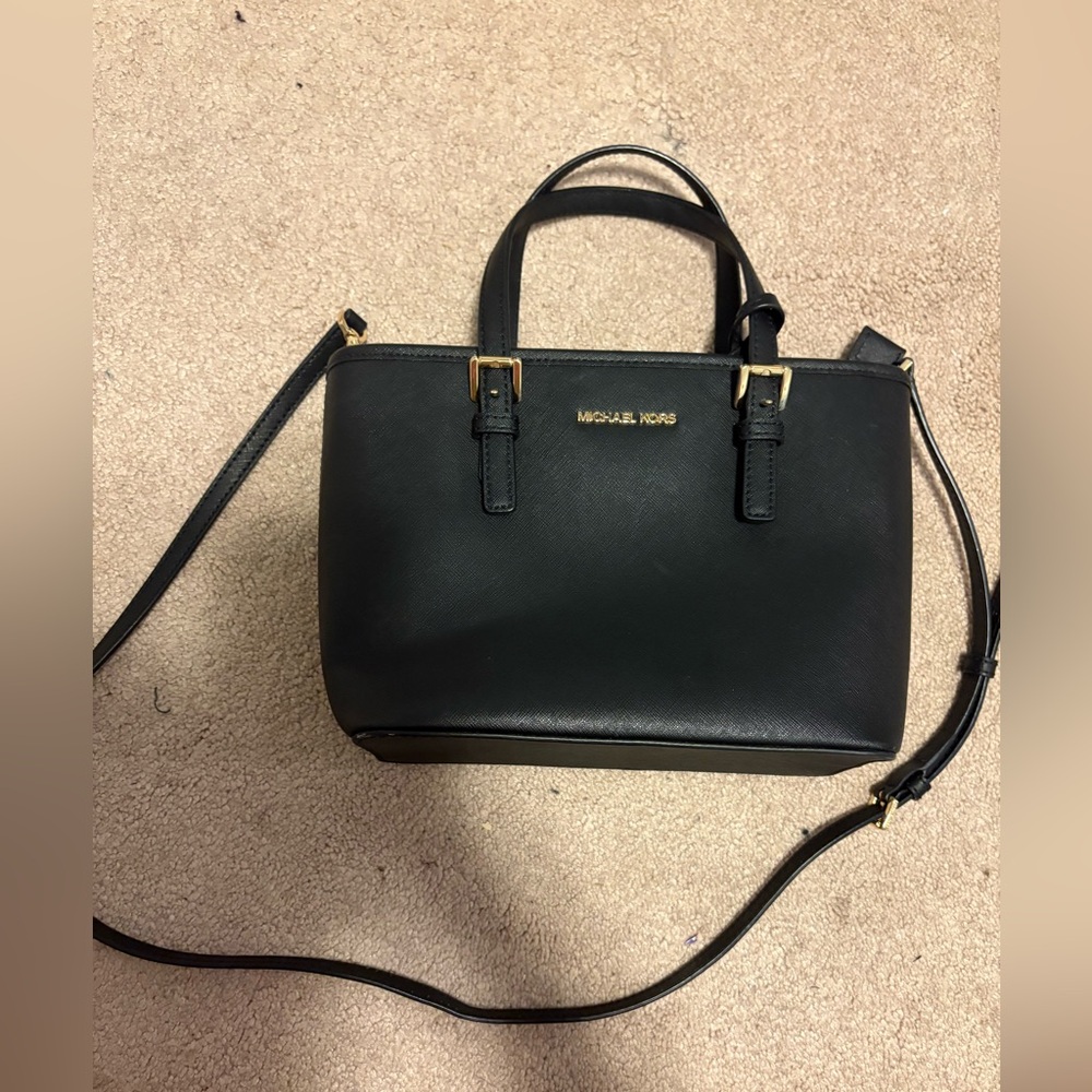Michael Kors Black Satchel with Gold Accents